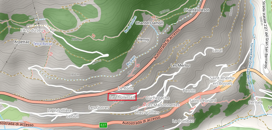 CLICCA SULLA MAPPA PER COLLEGARTI A OPENSTREET MAP E VEDERE LA ROAD MAP PER LA THUILLETTAZ